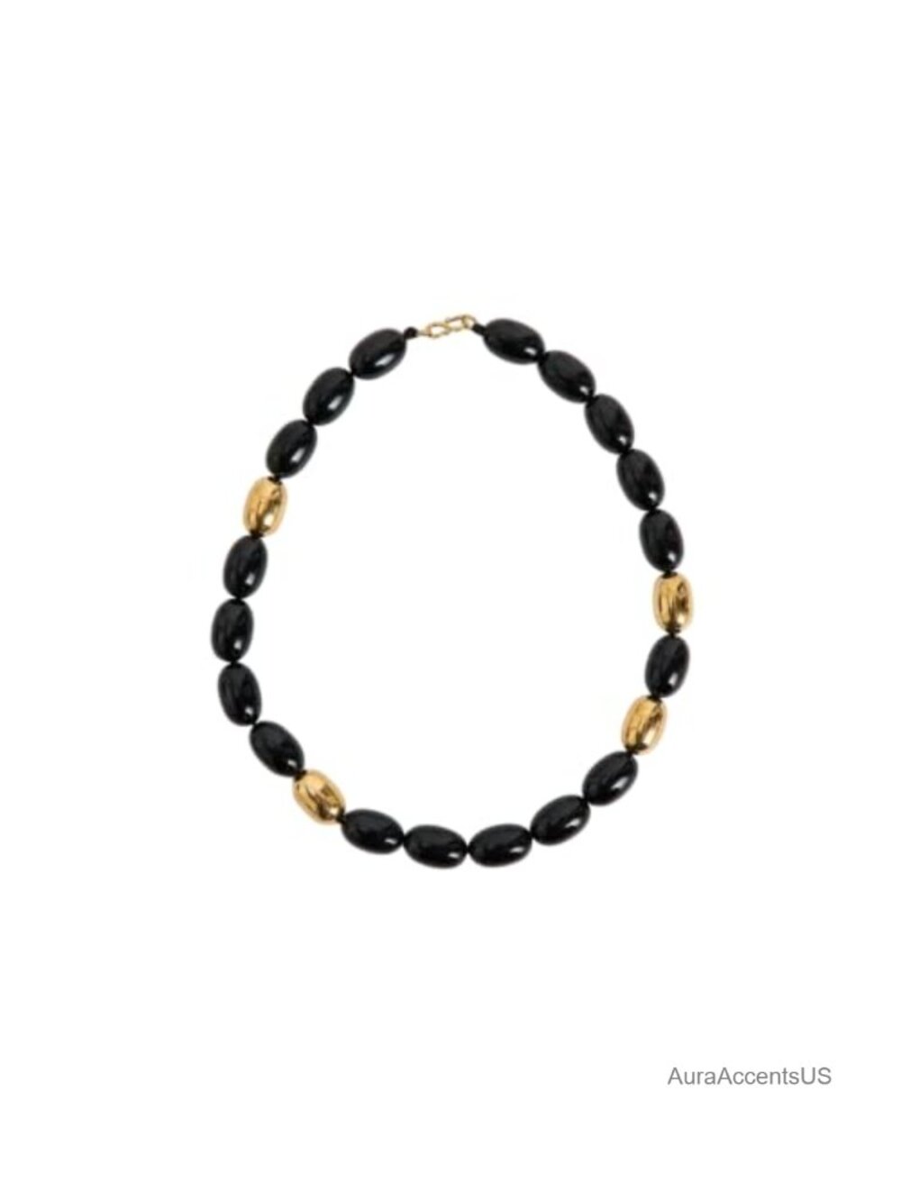 Heaven Mayhem Clementine Pendant Necklace 18k Gold Plated Black Resin Beads